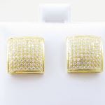 Mens .925 sterling silver Yellow 9 row square earring MLCZ103 5mm thick and 11mm wide Size 2