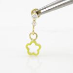 14K Yellow gold Open flower cz chandelier earrings for Children/Kids web454 2