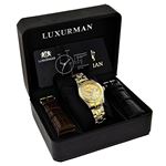 Iced Out Tribeca Ladies Real Diamond Watch 18k Yellow Gold Plated by Luxurman 4