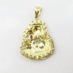 Mens 10k Yellow gold Red and white gemstone mary charm EGP73 4