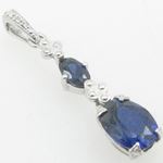 Ladies 10K Solid White Gold tear drop blue stone pendant Length - 1.10 inches Width - 6mm 2
