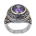 "Ladies .925 Italian Sterling Silver Purple Violet synthetic gemstone ring SAR48 6