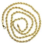"14K SOLID Yellow Gold ROPE Chain Necklace 4.0MM Wide Sizes: 18""