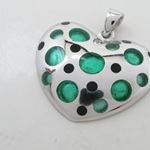 Silver heart blue stone pendant SB54 26mm tall and 24mm wide 2