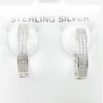 Womens .925 sterling silver White hoop earring 2mm thick and 4mm wide Size 2