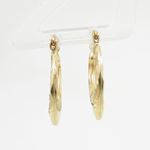 10k Yellow Gold earrings Fancy puff bamboo gold earrings AGBE71 2
