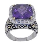 "Ladies .925 Italian Sterling Silver Purple Violet synthetic gemstone ring SAR36 6