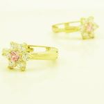 14K Yellow gold Flower cz hoop earrings for Children/Kids web263 2