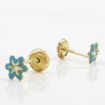 14K Yellow gold Flower cz stud earrings for Children/Kids web26 4