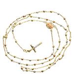 14K 3 TONE Gold HOLLOW ROSARY Chain - 28 Inches Long 2.8MM Wide 2