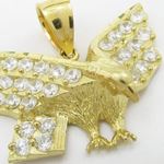 Mens 10k Yellow gold White gemstone eagle charm EGP77 2