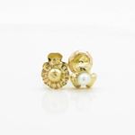 14K Yellow gold Fancy flower pearl stud earrings for Children/Kids web197 2