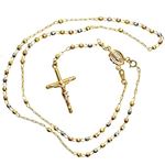 14K 3 TONE Gold HOLLOW ROSARY Chain - 18 Inches Long 3MM Wide 2