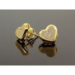 .925 Sterling Silver Yellow Heart White Crystal Micro Pave Unisex Mens Stud Earrings 2