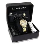 Luxurman Womens Real Diamond Yellow Gold Plated Montana Watch 2ct Extra Straps 4