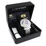 World Map Mens Real Diamond Watch 0.12ct Interchangeable Straps by Luxurman 4