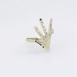 10k Yellow Gold Finger white ring ajr29 Size: 7 4