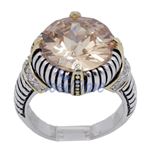 "Ladies .925 Italian Sterling Silver Spring citrine synthetic gemstone ring SAR12 6