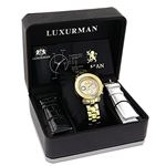 Luxurman Ladies Diamond Watch 0.3ct Yellow Gold Plated Interchangeable Straps 4