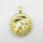 Mens 10k Yellow gold Round elephant charm EGP81 4