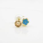 14K Yellow gold Pearl flower stud earrings for Children/Kids web5 2