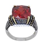 "Ladies .925 Italian Sterling Silver Ruby Red synthetic gemstone ring SAR41 6