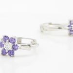 14K White gold Flower cz hoop earrings for Children/Kids web358 2