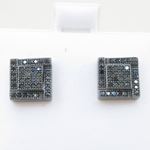 Mens .925 sterling silver Black 6 row square earring MLCZ132 4mm thick and 9mm wide Size 2