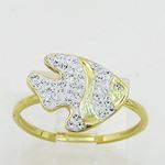 10K Yellow Gold womens fish ring ASVJ35 2