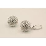 "Designer Pave Disco Ball Dangle Sterling Silver Earrings ST07