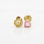 14K Yellow gold Simple heart stud earrings for Children/Kids web140 2