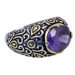 "Ladies .925 Italian Sterling Silver Purple Violet synthetic gemstone ring SAR3 6