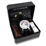 Luxurman Watches Exclusive Worldface Mens Genuine Diamond Watch 0.18ct 4