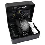 Mens Black Real Diamond Watch by Luxurman 3ct Chronograph Oversized Bezel 4