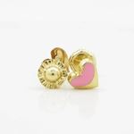 14K Yellow gold Heart stud earrings for Children/Kids web107 2