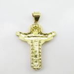 Mens 10k Yellow gold White gemstone jesus cut crucifix charm EGP14 4