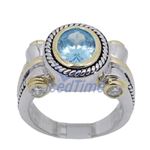 "Ladies .925 Italian Sterling Silver Baby blue synthetic gemstone ring SAR52 6