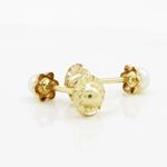 14K Yellow gold Big pearl stud earrings for Children/Kids web223 4