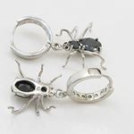 Womens Black precious stone spider chandelier earring Silver7 4