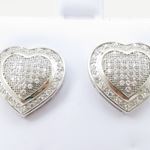 Womens .925 sterling silver White heart earring 5mm thick and 14mm wide Size 2