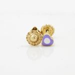 14K Yellow gold Simple heart stud earrings for Children/Kids web141 2