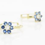 14K Yellow gold Flower cz hoop earrings for Children/Kids web346 2