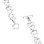 Luxurman Love Quotes: Sterling Silver Diamond Heart Bracelet for Women 2