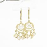 Womens 10k Yellow gold White cz chandelier earring ELMI23 2