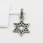 Womens Black star of david black cz pendant Silver37 4