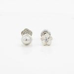 14K White gold Flower cz stud earrings for Children/Kids web487 2