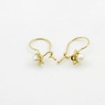 14K Yellow gold Fancy flower pearl hoop earrings for Children/Kids web231 2