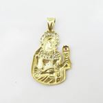Mens 10k Yellow gold White and red gemstone mary charm EGP103 4