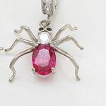 Womens Pink precious stone spider chandelier earring Silver8 2