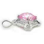 Ladies .925 Italian Sterling Silver fancy pendant with pink stone Length - 23mm Width - 17mm 4